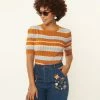 Factory X (Princess Highway) Light Blue & Saffron Stripe Knit Top Sale