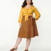 Unique Vintage Plus Size Brown Suede Millett Western Skirt