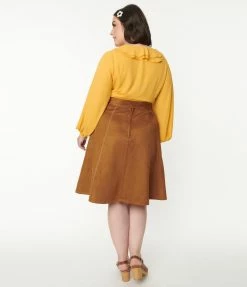 Unique Vintage Plus Size Brown Suede Millett Western Skirt
