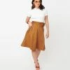 Unique Vintage Brown Suede Millett Western Skirt Sale