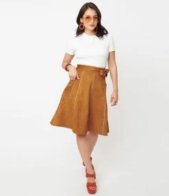 Unique Vintage Brown Suede Millett Western Skirt Sale