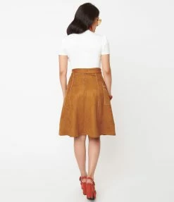 Unique Vintage Brown Suede Millett Western Skirt Sale