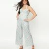 Unique Vintage Mint & Coral Stripe Halter Jumpsuit