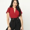Vine & Love Burgundy Tulip Sleeve Blouse Clothing