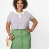 Sale Smak Parlour Plus Size Light Purple Striped Crop Top