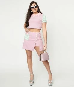 Smak Parlour Lilac & Mint Colorblock Skort