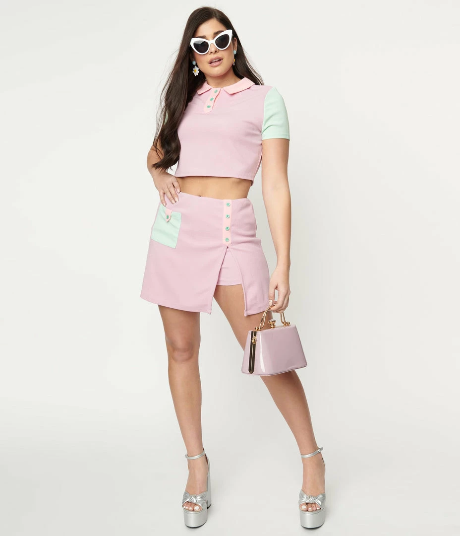 Smak Parlour Lilac & Mint Colorblock Skort