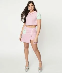 Smak Parlour Lilac & Mint Colorblock Skort