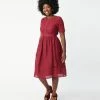 Polagram (Well Made) Sale Burgundy Floral Lace Swing Dress