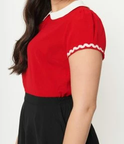 Popeye X Unique Vintage Black & Red Olive Oyl Romper Fan Flair