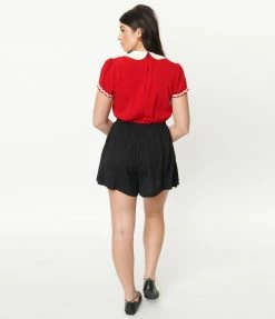 Popeye X Unique Vintage Black & Red Olive Oyl Romper Fan Flair