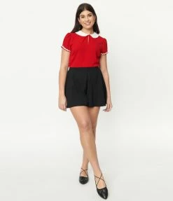 Popeye X Unique Vintage Black & Red Olive Oyl Romper Fan Flair