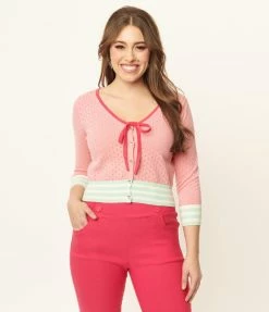 Sale Unique Vintage Pink Perforated Dandy Cardigan