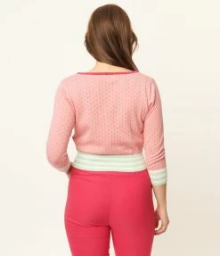 Sale Unique Vintage Pink Perforated Dandy Cardigan