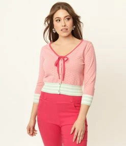 Sale Unique Vintage Pink Perforated Dandy Cardigan