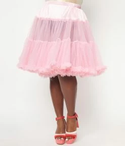 Unique Vintage Plus Size Light Pink Ruffled Chiffon Petticoat Crinoline Unique Vintage Brand