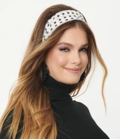 Tatyana White & Black Polka Dot Hair Scarf