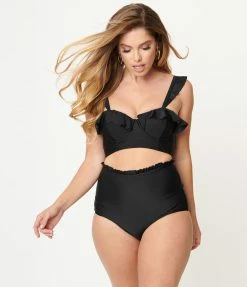Unique Vintage Black Southampton Swim Top
