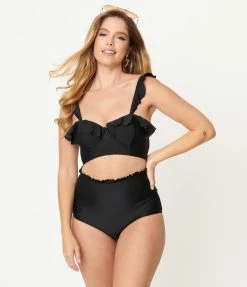 Unique Vintage Black Southampton Swim Top