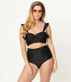 Unique Vintage Black Southampton Swim Top