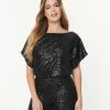 Aakaa Retro Black Sequin Crop Top