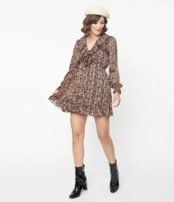 Aakaa Navy & Multi Floral Print Fit & Flare Dress Sale