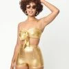 Unique Vintage Gold Bow Rialto Bikini Top Swimwear