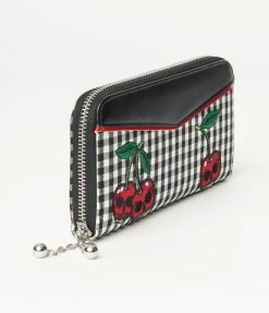 Lifestyle Group (UK) Ltd Black Gingham & Skull Cherries Zipper Wallet Handbags