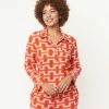 Ban.do Orange & Red Basket Plaid Pajama Top