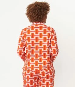 Ban.do Orange & Red Basket Plaid Pajama Top