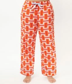 Ban.do Orange & Red Basket Plaid Pajama Bottoms Lingerie & Shapewear