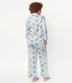 Ban.do Light Blue & Multicolor Floral Patchwork Pajama Bottoms Lingerie & Shapewear