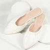 In Touch Footwear White Leatherette Gathered Mule Flats Shoes