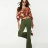 Saints & Hearts Olive Green Corduroy Flare Pants Sale