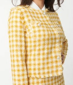 Flying Tomato Mustard & Ivory Gingham Tweed Jacket Sale