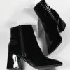 Verona Collection Black Patent Leatherette Pointed Toe Heel Bootie