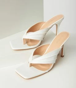Verona Collection Shoes White Slip On Heel Sandals