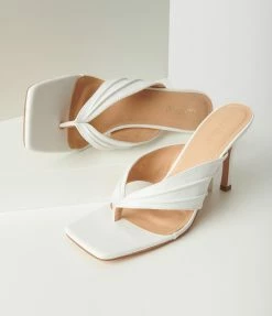 Verona Collection Shoes White Slip On Heel Sandals