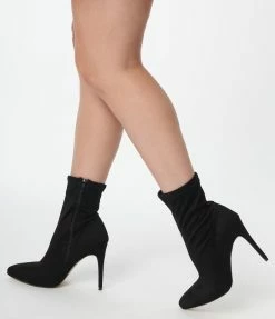 Verona Collection Black Suede High Stiletto Ankle Boots