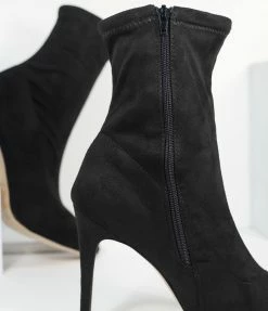 Verona Collection Black Suede High Stiletto Ankle Boots