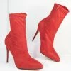 Verona Collection Red Suede High Stiletto Ankle Boots