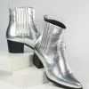 Verona Collection Boots Metallic Silver Ankle Booties