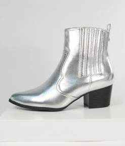 Verona Collection Boots Metallic Silver Ankle Booties