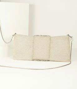 Ricki Designs Vintage Style Silver Beaded & Rhinestone Clutch Flapper