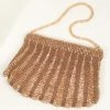 Ricki Designs Flapper Accessories Vintage Style Brown Beaded & Crochet Handbag