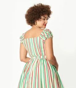 Magnolia Place Red & Green Holiday Stripe Blouse Sale