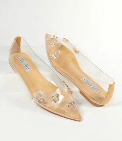 Cape Robbin Rhinestone Butterfly & Clear Floral Flats Shoes