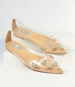 Cape Robbin Rhinestone Butterfly & Clear Floral Flats Shoes