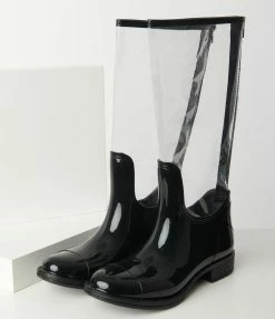 Shoe Addict Black & Clear PVC Rainboots