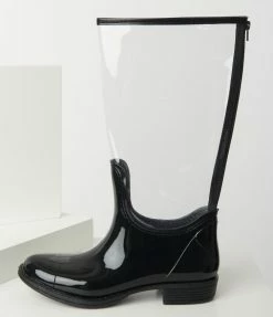 Shoe Addict Black & Clear PVC Rainboots